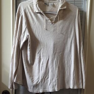 Women's Beige Lace-Up Blouse